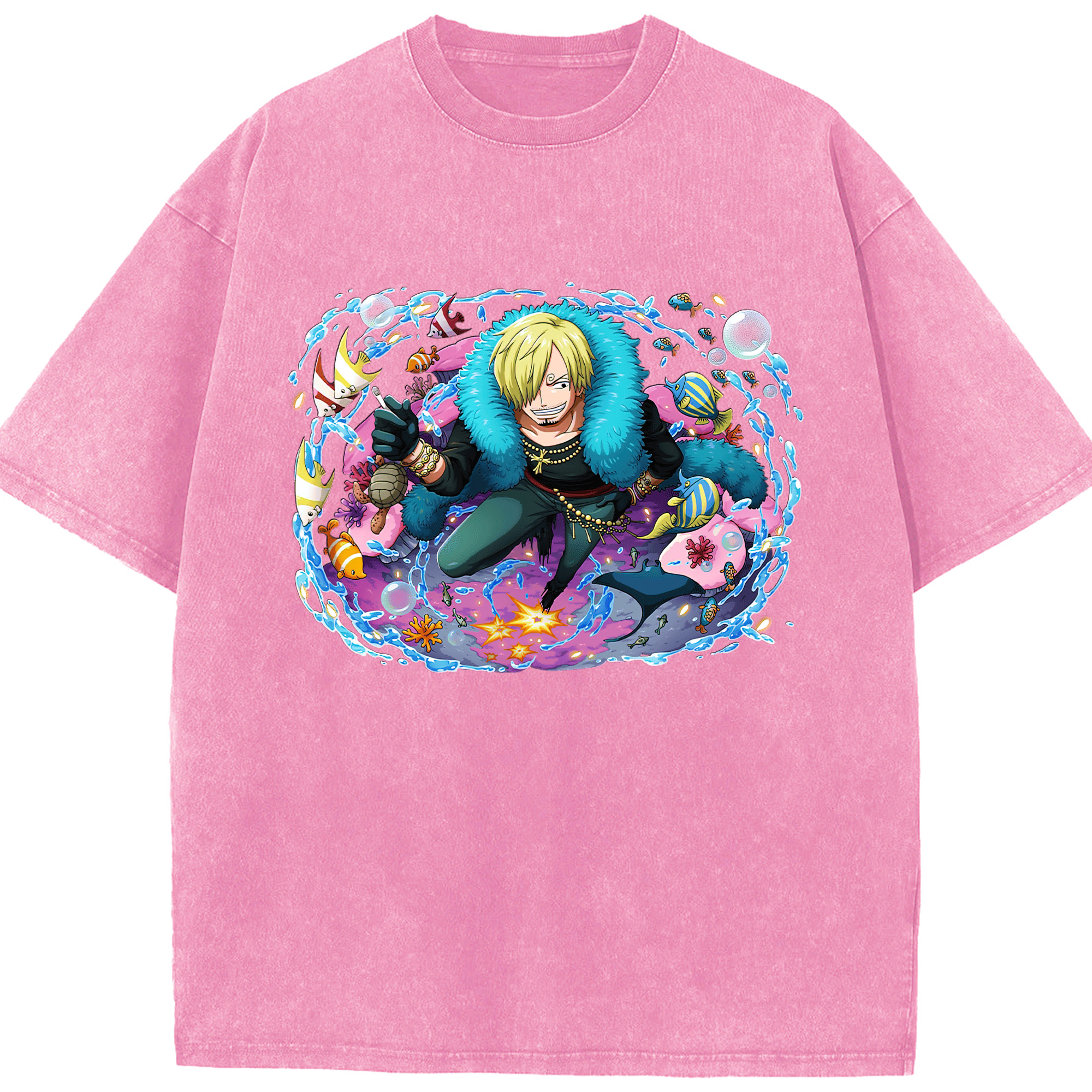 ワンピース サンジ ONE PIECE Sanji 綿100% ヴィンテージ風 半袖Tシャツ（フロントプリント）